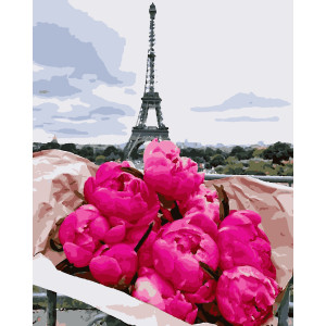 Картина за номерами Париж, півонії (PNX6780) 50*60 см. 