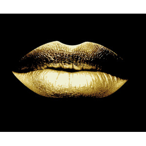 Картина по номерам Золотые губы на темном фоне (с золотыми красками) (PN3060) 40*50 см.