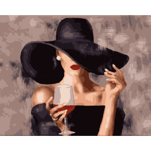 Картина по номерам Дама в шляпе (PNX0519) 50*60 см.