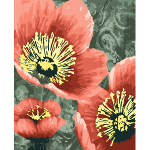 Картина за номерами Червоні квіти (з золотою фарбою) (PNX3302) 50*60 см. 